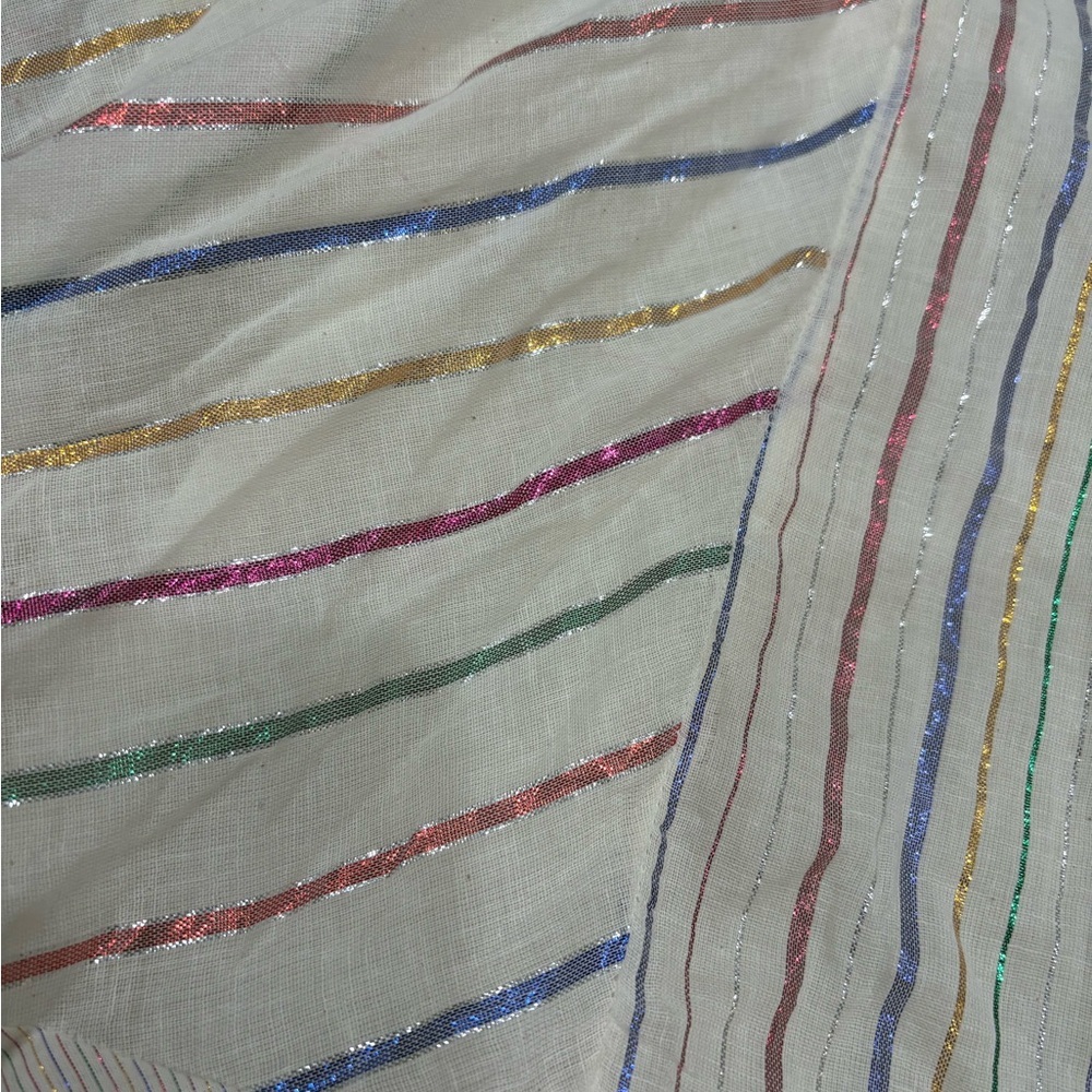 [S]Lulus Girl Power Cream Metallic Multi Striped Ruffled Maxi Dress - Picture 5 of 10